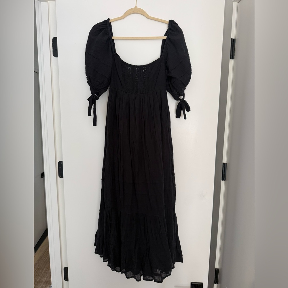 Free people black puff sleeve dress